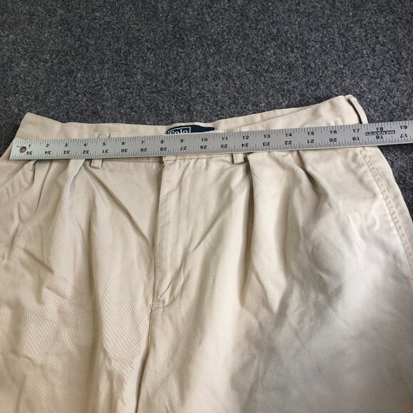 Polo Ralph Lauren Shorts Mens 34 Beige Pleated High Waist Tyler Vintage Y2K - Picture 5 of 10